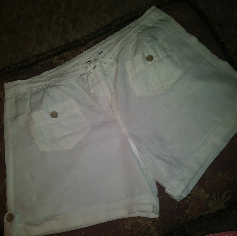 White Linen Shorts